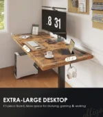 71 Inch Executive Electric Standing Desk, Height Adjustable Desk with Power Outlet & 1.38" Thick 3-Piece Desktop,,