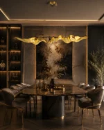 Designer Golden Angel Eyes Chandelier Handmade Metal LED Pendant Lamp Dimmable Luxury Lighting for High-End Residential
