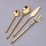 Elegant western dinnerware set with 4 pieces of 304 stainless steel spoon and fork on a table