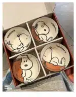 Snoopy 4 Pieces Ceramic Bowl Set 2025 New Style Under Glaze Color Cute Cartoon Pattern Home Noodle Rice Tableware For Kids