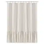 Ruffle Shower Curtain for Bathroom Farmhouse Bohemian, Natural Linen Machine Washable with 12 Hooks, 72"*72" – close-up