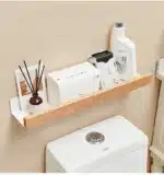 Beech wood bathroom storage rack wall mounted light luxury living room non perforated bathroom storage rack bathroom shelf