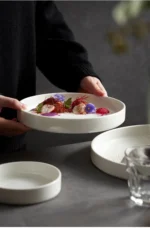 Elegant gold rim plates set on a table
