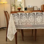 Rectangular Hollow Out Knitted Tablecloth Rural Retro Cotton Thread Crochet Dining Table Cover Lace Tea Table Cloth Table