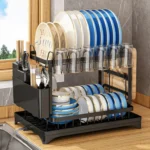 Goldoma 2-tier dish drying rack with swivel rotating on countertop