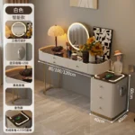 Modern dressing table with mirror and two drawers in white painted finish for bedroom use