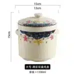 Ceramic Stew Pot Japan Plum Blossom Stew Bowl Double Lid Stewed Bird's Nest Steamed Egg Double Handle Egg Cup Kitchen