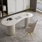 custom.Modern Fashionable Curved Artificial Stone Office Desk Made in China Convertible Wooden Feature – angled view