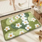 Non-Slip High-Absorbency Microfiber Bath Mat - Floral Plush Bathroom Rug, Thickened Fashionable Home Decor