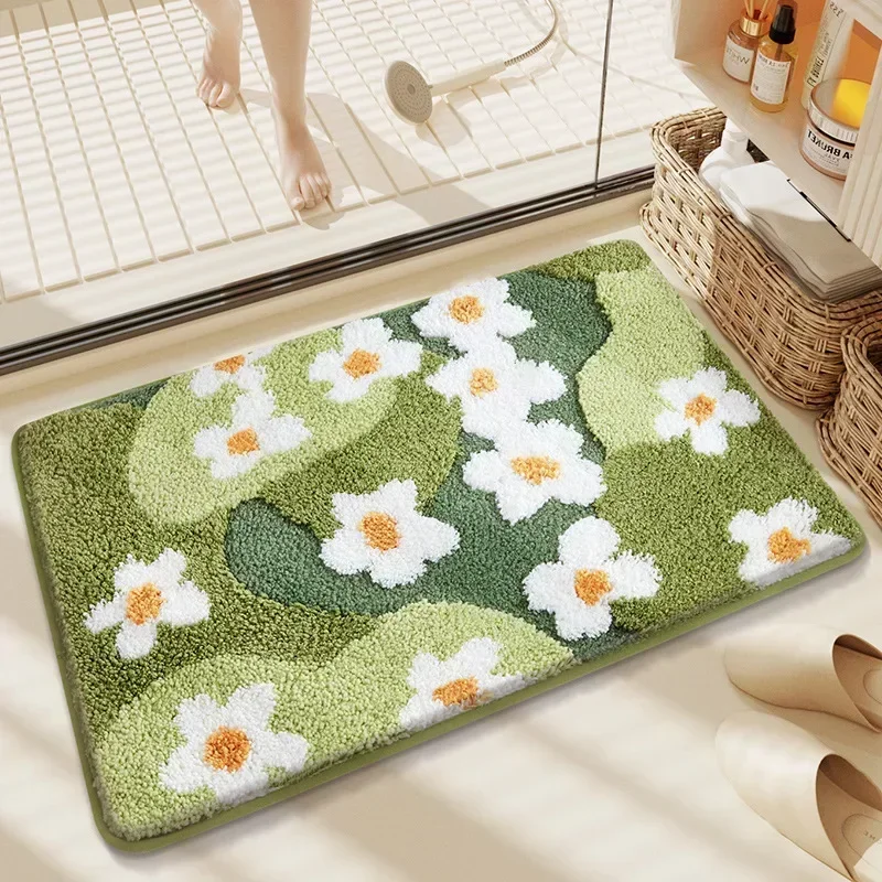 Non-Slip High-Absorbency Microfiber Bath Mat - Floral Plush Bathroom Rug, Thickened Fashionable Non-Slip High-Absorbency Microfiber Bath Mat - Floral Plush Bathroom Rug, Thickened Fashionable Home Decor