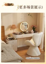 Modern dressing table with mirror and two drawers in white painted finish for bedroom use