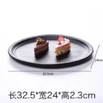 Black melamine dinner plates stacked elegantly on a wooden table