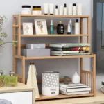 Wood 3 Layers Bookshelf Desk Organizer Student Book Holder Home Sundries Storage Shelve Kitchen Seasoning Rack Desk