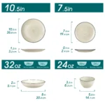 Vancasso handpainted dinnerware set in beige with spiral design on a wooden table