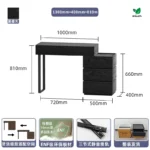 Italian minimalist dressing table with mirror and stool in black finish for bedroom