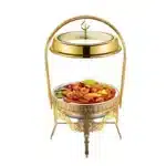 9L Gold Hanging Hinged Lid Chafing Dish Buffet Set For Catering Pour Buffet Stainless Steel Food Warmer Luxury Chafing