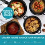 13 Piece Nonstick Kitchenware Set Induction Pots and Spoons Kit, Black Frying Pan & Milk Pot Perfect for Family Dinner & Camping - Image 3