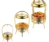 Gold 9L buffet food warmer with hanging hinged lid on catering table