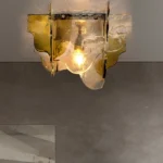 Amber / Gray Ice Slice LED Glass Ceiling Lights Bedroom Hallway Ideal Lampara Techo Ceiling Chandelier Novel Modern Luminaire