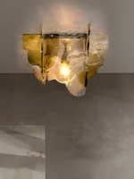 Amber / Gray Ice Slice LED Glass Ceiling Lights Bedroom Hallway Ideal Lampara Techo Ceiling Chandelier Novel Modern Luminaire