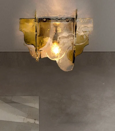 Amber / Gray Ice Slice LED Glass Ceiling Lights Bedroom Hallway Ideal Lampara Techo Ceiling Chandelier Novel Modern Luminaire