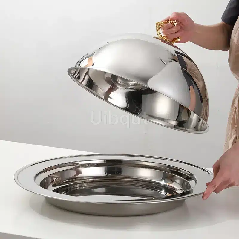 Big Dinner Dessert Plate with Lid Salad Plate Dinnerware seafood lobster Serving Dish Round Plate with Dome Cover Steak tray