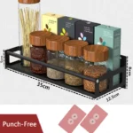 Kitchen Spice Rack Stainless Steel Wall-Mounted Storage Shelves Seasoning Bottle Rack Bathroom Punch-Free Storage Organizer