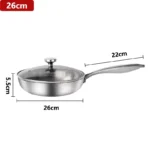 22-28cm Inch Tri-ply 18/8 Stainless Steel Chef's Pan,Frying Pan with Lid,Induction Pan,Pot and Pan Set,Dishwasher and Oven