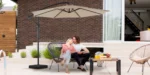 JHK 10FT Outdoor Patio Umbrella Hanging Cantilever with Easy Tilt Adjustment UV Protection 8 Sturdy Ribs for Backyard Garden