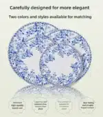 Vintage blue and white porcelain dinner plate set, bone china western tableware, home hotel restaurant Dim sum fruit steak