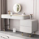 Goldoma Modern Vanity Table with Mirror and Stool