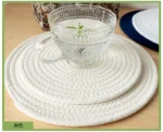 Rope Woven Thermal Insulation Placemat, Home Kitchen Cotton Meal Mat, Dining Table Decor, Cup Coaster, Pot Pad, Europe,