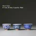 Chinese Jingdezhen Blue and White Porcelain Tea Cup, Small Tea Bowl, Ceramic Teacup, Coffee, Beer, Wine Mug, Household