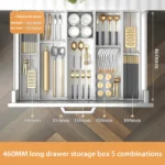 Kitchen drawer organizer with compartments for cutlery and utensils