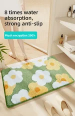 Non-Slip High-Absorbency Microfiber Bath Mat - Floral Plush Bathroom Rug, Thickened Fashionable Home Decor – in a cozy room