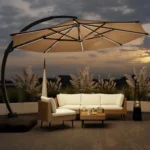 11FT Solar Powered LED Light Cantilever Patio Umbrella with Base Included, Large Cantilever Umbrella with, Customized – in a