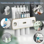 Magnetic Adsorption Inverted Toothbrush Holder 2 Automatic Toothpaste Squeezer Dispenser Storage Rack Bathroom Accessories
