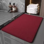 Quick dry bath mat with braided chenille texture in a modern bathroom