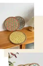 Hand Woven Round Placemat INS Table Decors Rattan weaving TableMats for Dining Room – side view