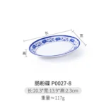 Melamine Chinese Style Blue and White Porcelain Tableware Creative Oval Dinner Plate – close-up detail