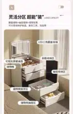 Compact LED Makeup Vanity Desk with Stool and Mirror