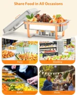 4 6 Packs Chafing Dishes for Buffet Stainless Steel Chafers and Buffet Warmers Sets, Rectangle Catering Food Warmers for Kitchen - Image 2
