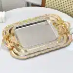 Luxury Gold Silver Serving Tray Middle Eastern Style Decorative Fruit Jewelry Dessert Nut Snack Plate For Home Room Display