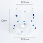 Colorful Stones Dots Glass Cup High Borosilicate Glass Transparent Drink Water Cup Milk Coffee Juice Glass – side view