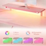 NOST&HOST Pink L Shaped Gaming Desk LED Power Outlets,42" Corner Computer Desk Reversible Shelves Hooks Home Office Bedroom Desk - Image 5