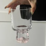 Pink Mountain Glass Cup Creative High Foot Drink Cup Coffee Cup Sweet Cone Cup Wine Cup Elegant Sensation Unique Small Batch