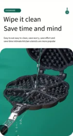 Heart Shaped Waffle Cake Mold Pot Non Stick Double Side Biscuits Muffin Mould Pot Bakeware Easy Breakfast Cooking for Household - Image 13
