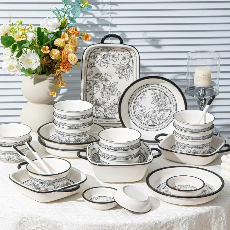 Bowl Set Household High Beauty Ceramic Tableware Gift Box【20pcs】