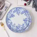 Vintage blue and white porcelain dinner plate set, bone china western tableware, home hotel restaurant Dim sum fruit steak