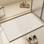 Bathroom Carpet Non-slip Strong Absorbent Floor Mats Home Decor Beige Stripes Bath Mat Toilet Entrance Area Rug Alfombra De